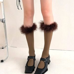 Faux Fur Brown Beautiful Unique Sock Stockings NWT